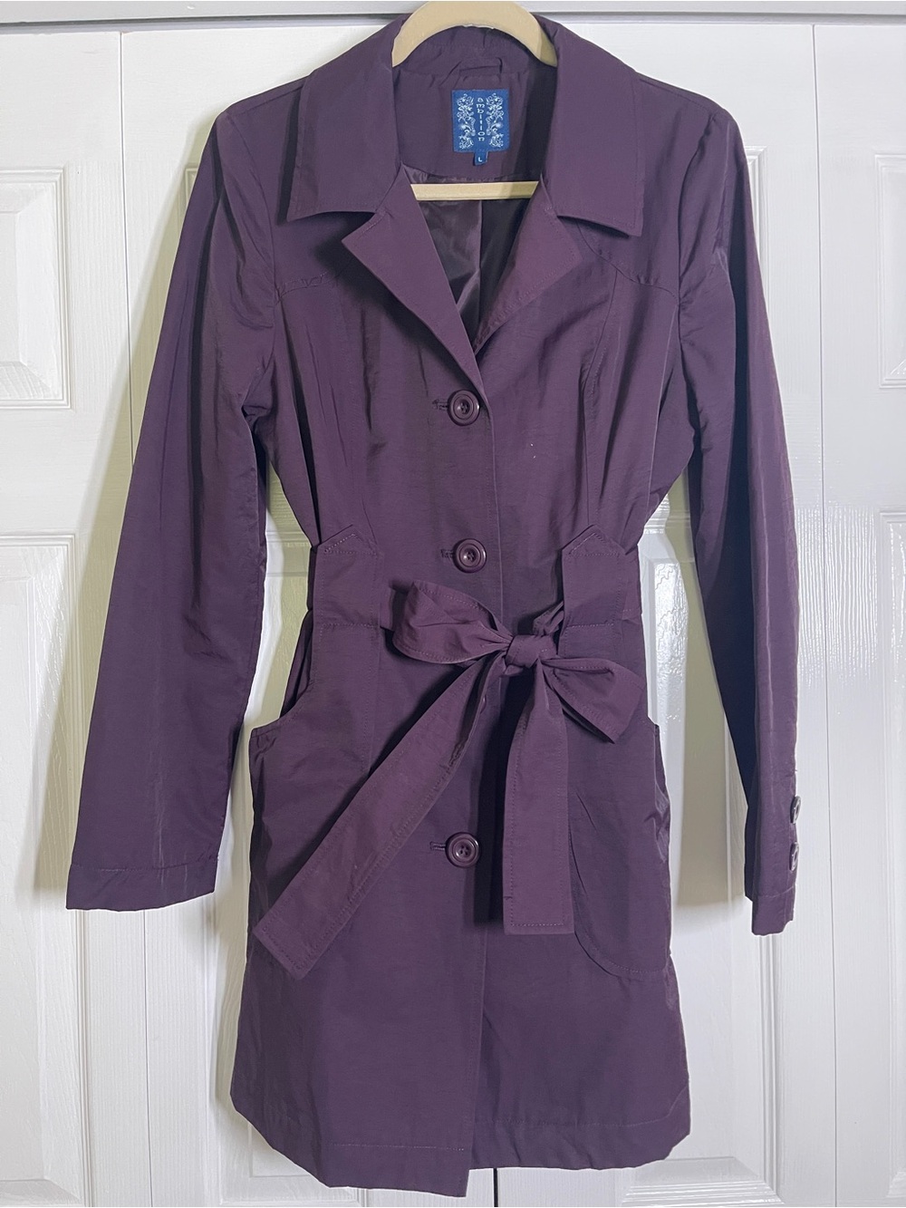 Ambition Plum Purple Belted Trench Coat Women’s Large